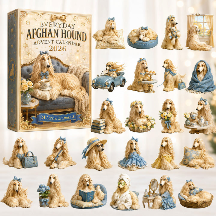 CHRISTMAS KICKOFF 40% OFF - Everyday Afghan Hound Advent Calendar 2026 - 24-Day Festive Countdown, Acrylic Charms Blind Box - Gift For Afghan Hound Lovers AC0HT400