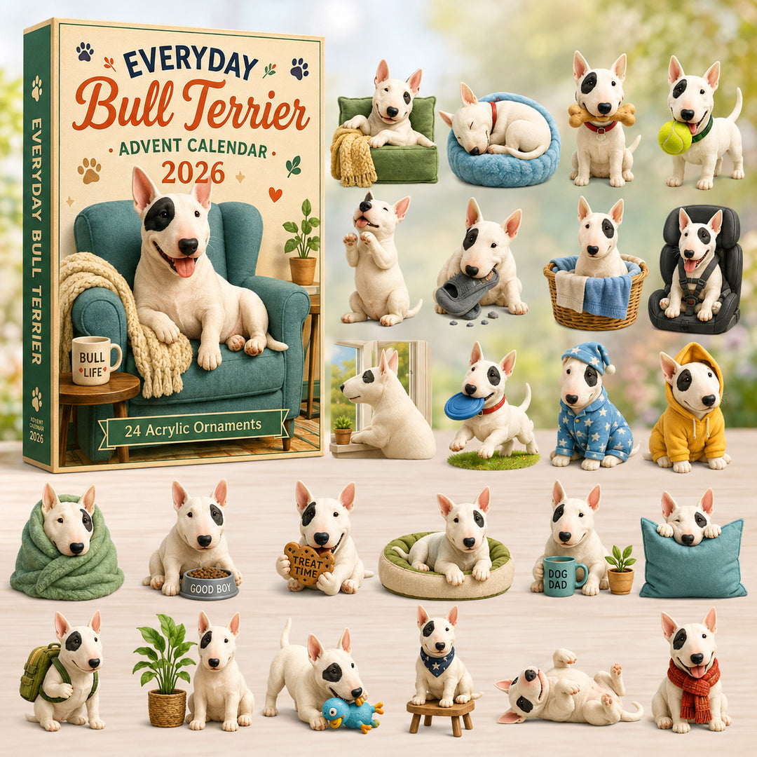 CHRISTMAS KICKOFF 40% OFF - Everyday Bull Terrier Advent Calendar 2026 - 24-Day Festive Countdown, Acrylic Charms Blind Box - Gift For Bull Terrier Lovers AC0HT178