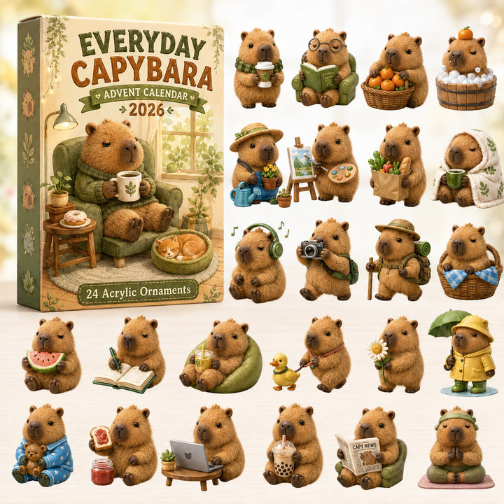 CHRISTMAS KICKOFF 40% OFF - Everyday Capybara Advent Calendar 2026 - 24-Day Festive Countdown, Acrylic Charms Blind Box - Gift For Capybara Lovers AC0HT500