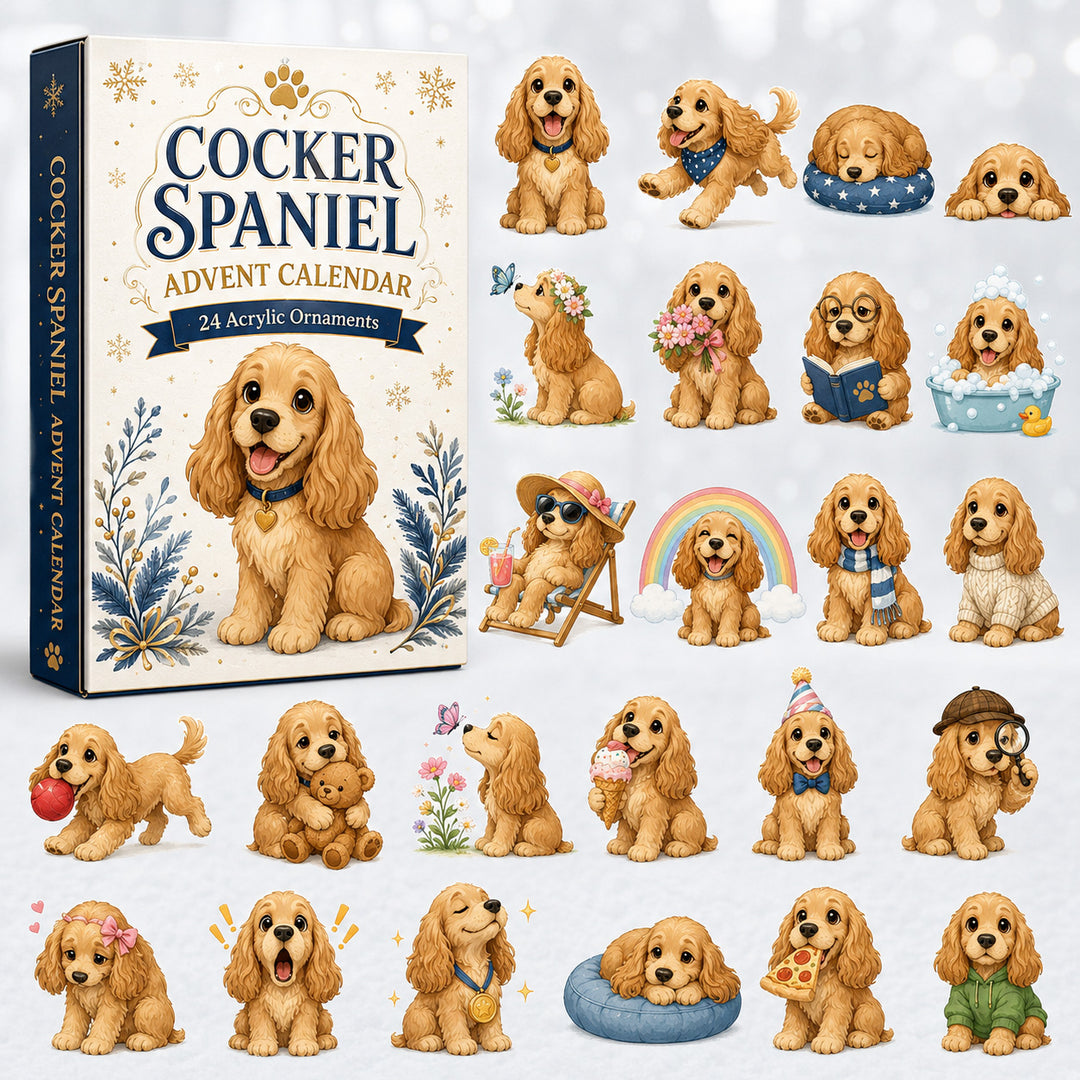 CHRISTMAS KICKOFF 40% OFF - Everyday Cocker Spaniel Advent Calendar 2026 - 24-Day Festive Countdown, Acrylic Charms Blind Box - Gift For Cocker Spaniel Lovers