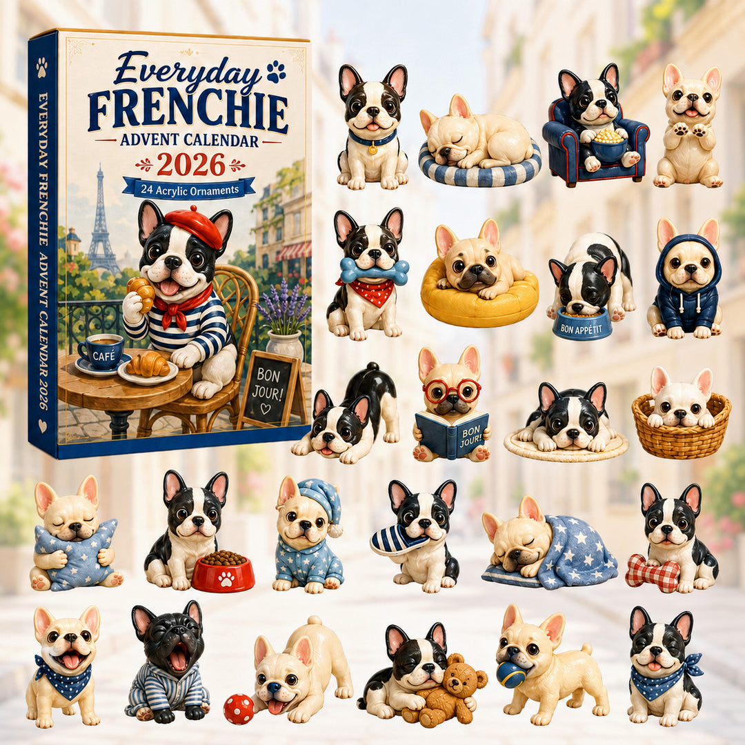 CHRISTMAS KICKOFF 40% OFF - Everyday Frenchie Advent Calendar 2026 - 24-Day Festive Countdown, Acrylic Charms Blind Box - Gift For French Bulldog Lovers AC0HT184