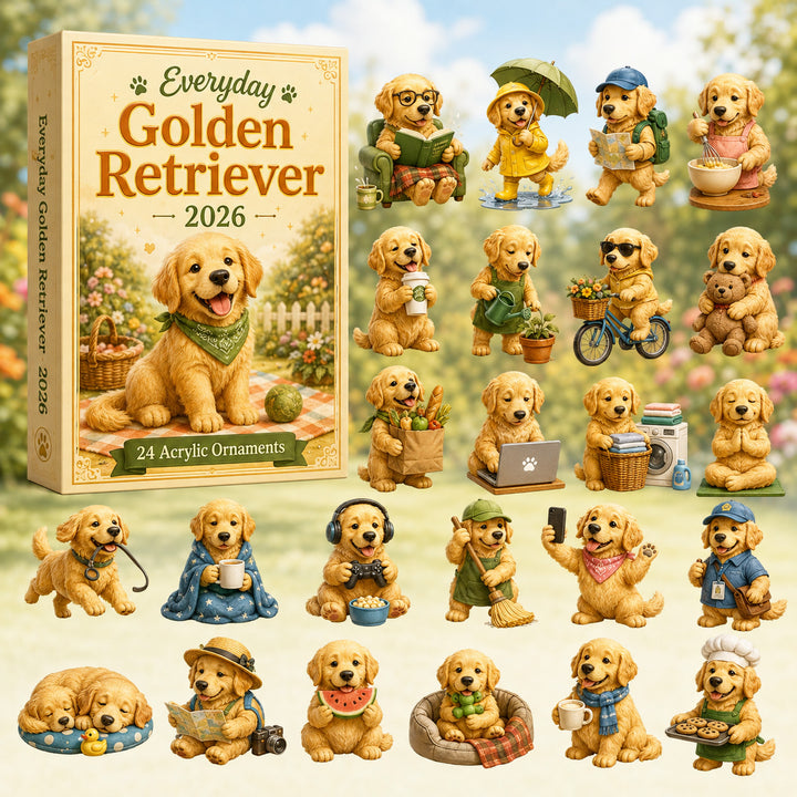 CHRISTMAS KICKOFF 40% OFF - Everyday Golden Retriever Advent Calendar 2026 - 24-Day Festive Countdown, Acrylic Charms Blind Box - Gift For Golden Retriever Lovers AC0HT189