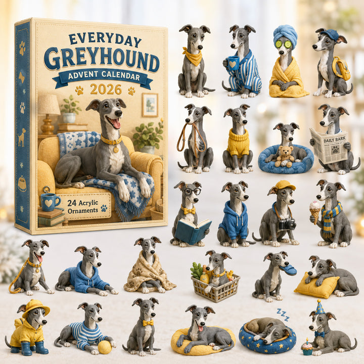 CHRISTMAS KICKOFF 40% OFF - Everyday Greyhound Advent Calendar 2026 - 24-Day Festive Countdown, Acrylic Charms Blind Box - Gift For Greyhound Lovers AC0HT405