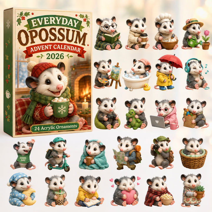 CHRISTMAS KICKOFF 40% OFF - Everyday Opossum Advent Calendar 2026 - 24-Day Festive Countdown, Acrylic Charms Blind Box - Gift For Opossum Lovers AC0HT512