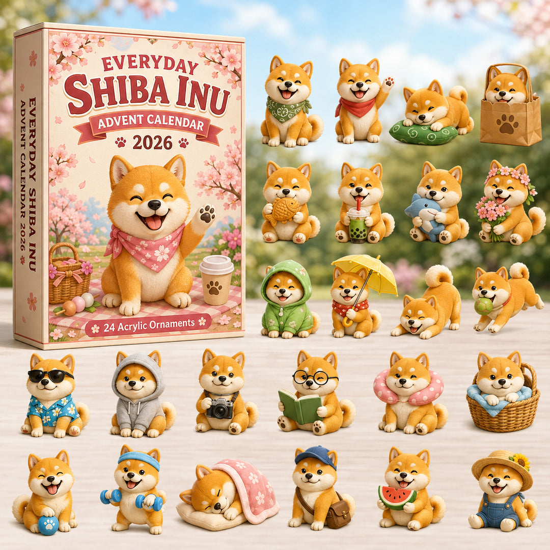 CHRISTMAS KICKOFF 40% OFF - Everyday Shiba Inu Advent Calendar 2026 - 24-Day Festive Countdown, Acrylic Charms Blind Box - Gift For Shiba Inu Lovers AC0HT200