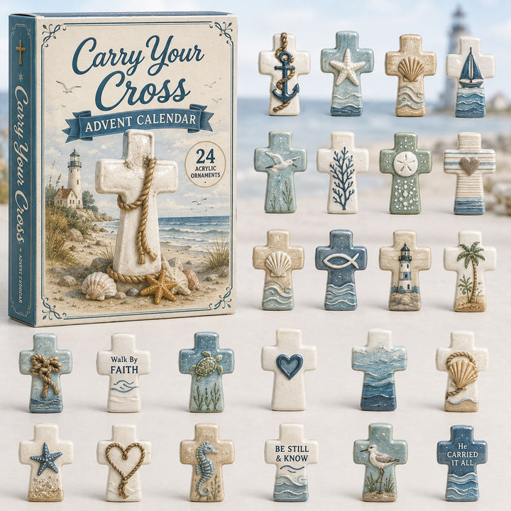 CHRISTMAS KICKOFF 40% OFF - Faith Crosses Advent Calendar 2026 - 24-Day Festive Countdown, Acrylic Charms Blind Box - Gift For Family