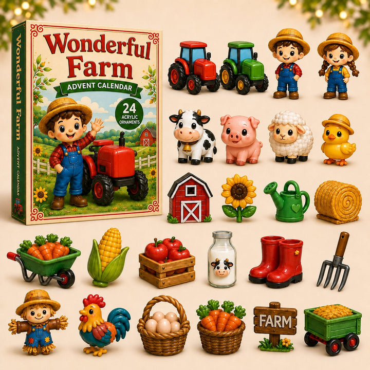 CHRISTMAS KICKOFF 40% OFF - Farm Life Advent Calendar 2026 - 24-Day Festive Countdown, Acrylic Charms Blind Box - Gift For Farmer