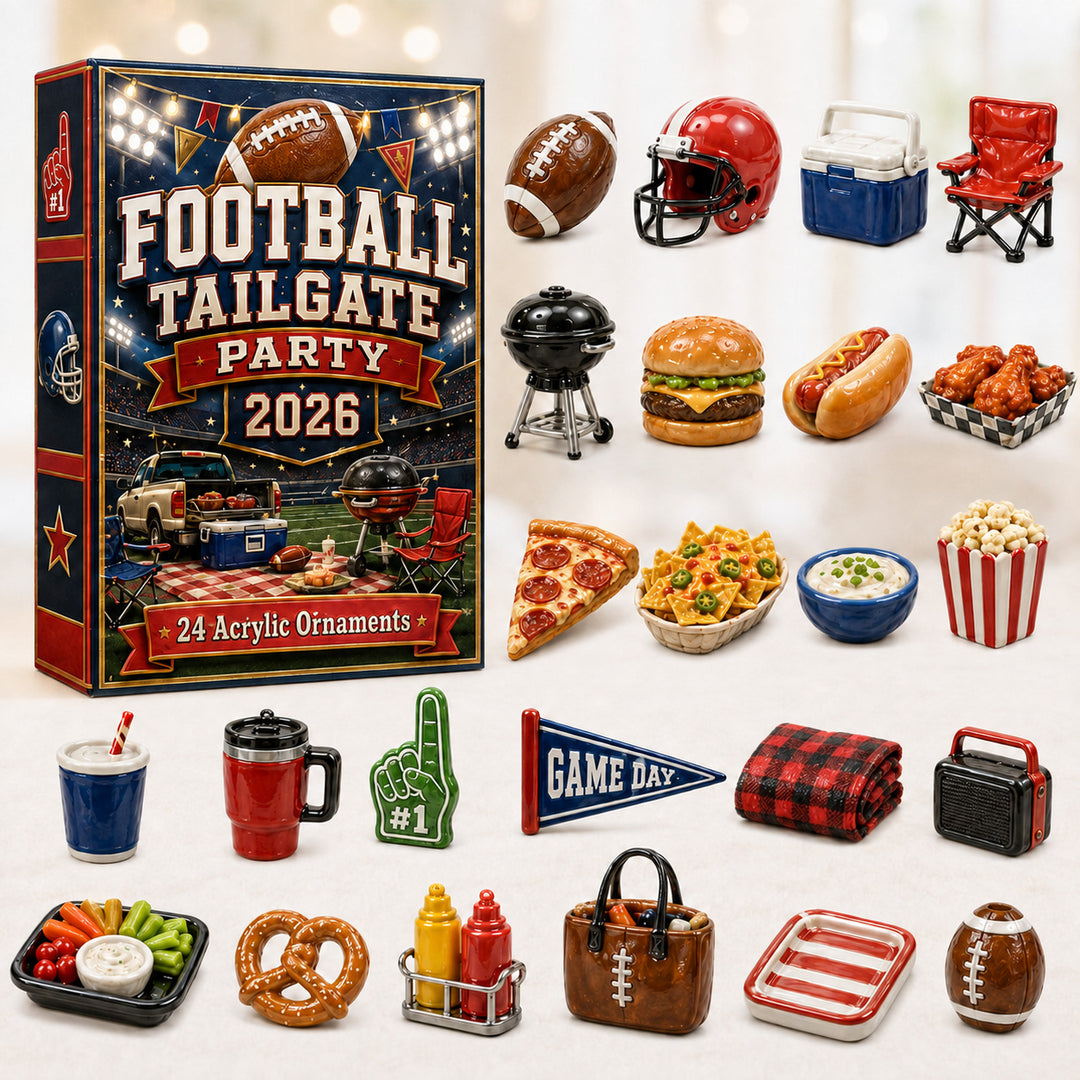 CHRISTMAS KICKOFF 40% OFF - Football Tailgate Party Advent Calendar 2026 - 24-Day Festive Countdown, Acrylic Charms Blind Box - Gift For Football Lovers AC0HT342