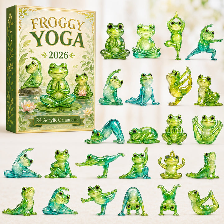 CHRISTMAS KICKOFF 40% OFF - Froggy Yoga Advent Calendar 2026 - 24-Day Festive Countdown, Acrylic Charms Blind Box - Gift For Yoga Lovers AC0HT566