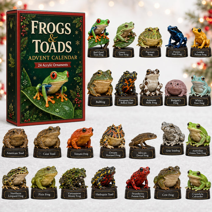 CHRISTMAS KICKOFF 40% OFF - Frogs & Toads Advent Calendar 2026 - 24-Day Festive Countdown, Acrylic Charms Blind Box - Gift For Frogs Lovers AC0HT219