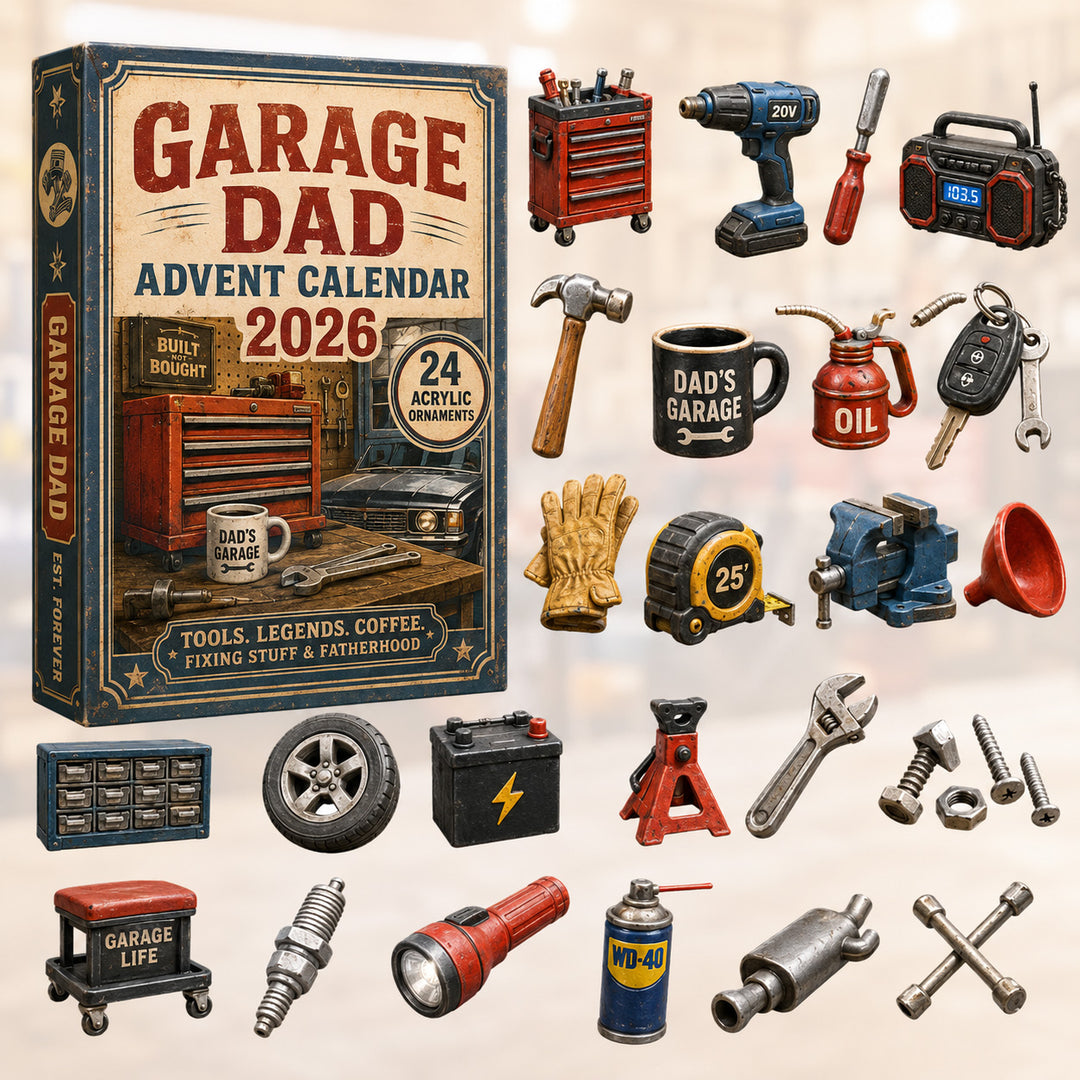 CHRISTMAS KICKOFF 40% OFF - Garage Dad Advent Calendar 2026 - 24-Day Festive Countdown, Acrylic Charms Blind Box - Gift For Dad & Husband AC0HT479