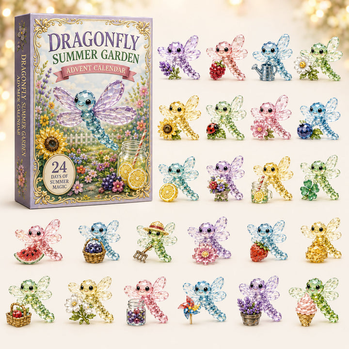 CHRISTMAS KICKOFF 40% OFF - Garden Dragonfly Advent Calendar 2026 - 24-Day Festive Countdown, Acrylic Charms Blind Box - Gift For Dragonfly Lovers
