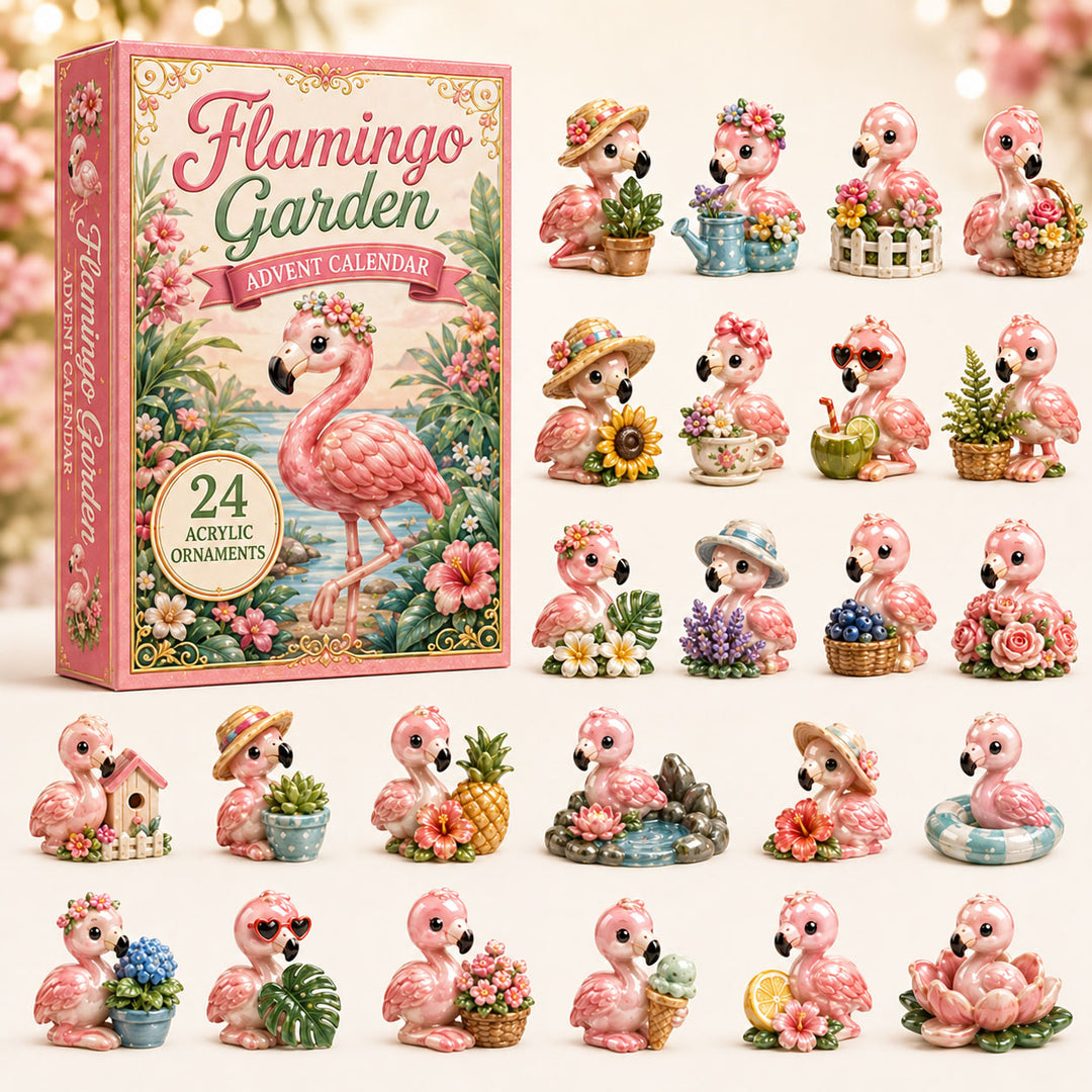 CHRISTMAS KICKOFF 40% OFF - Garden Flamingo Advent Calendar 2026 - 24-Day Festive Countdown, Acrylic Charms Blind Box - Gift For Flamingo Lovers