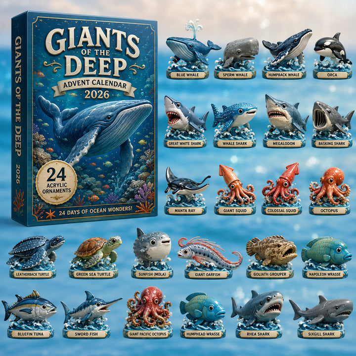 CHRISTMAS KICKOFF 40% OFF - Giants Of The Deep Advent Calendar 2026 - 24-Day Festive Countdown, Acrylic Charms Blind Box - Gift For Ocean Lovers, Family & Friends AC0HT241