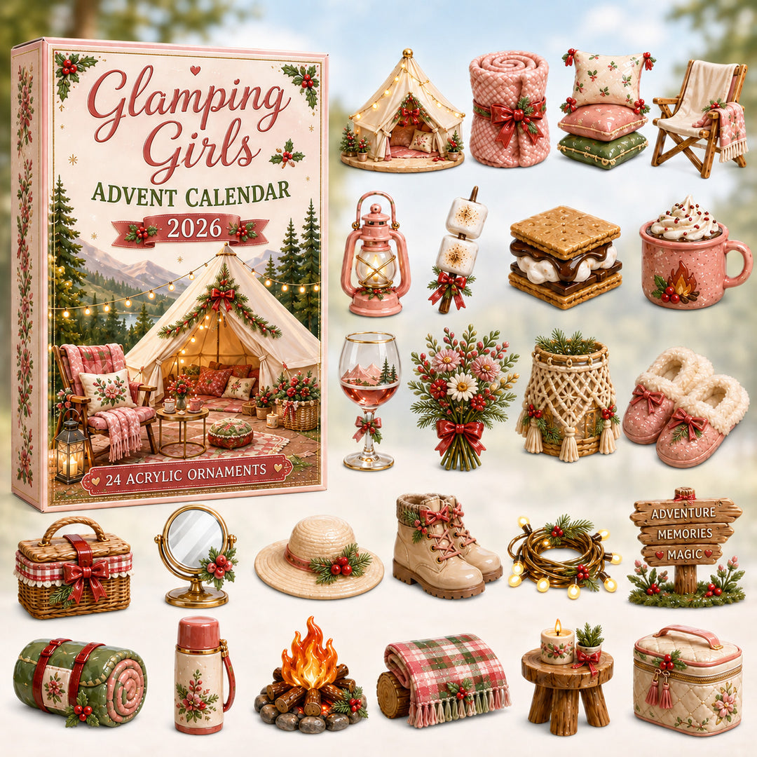 CHRISTMAS KICKOFF 40% OFF - Glamping Girls Advent Calendar 2026 - 24-Day Festive Countdown, Acrylic Charms Blind Box - Gift For Campers, Family & Friends