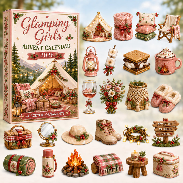 CHRISTMAS KICKOFF 40% OFF - Glamping Girls Advent Calendar 2026 - 24-Day Festive Countdown, Acrylic Charms Blind Box - Gift For Campers, Family & Friends
