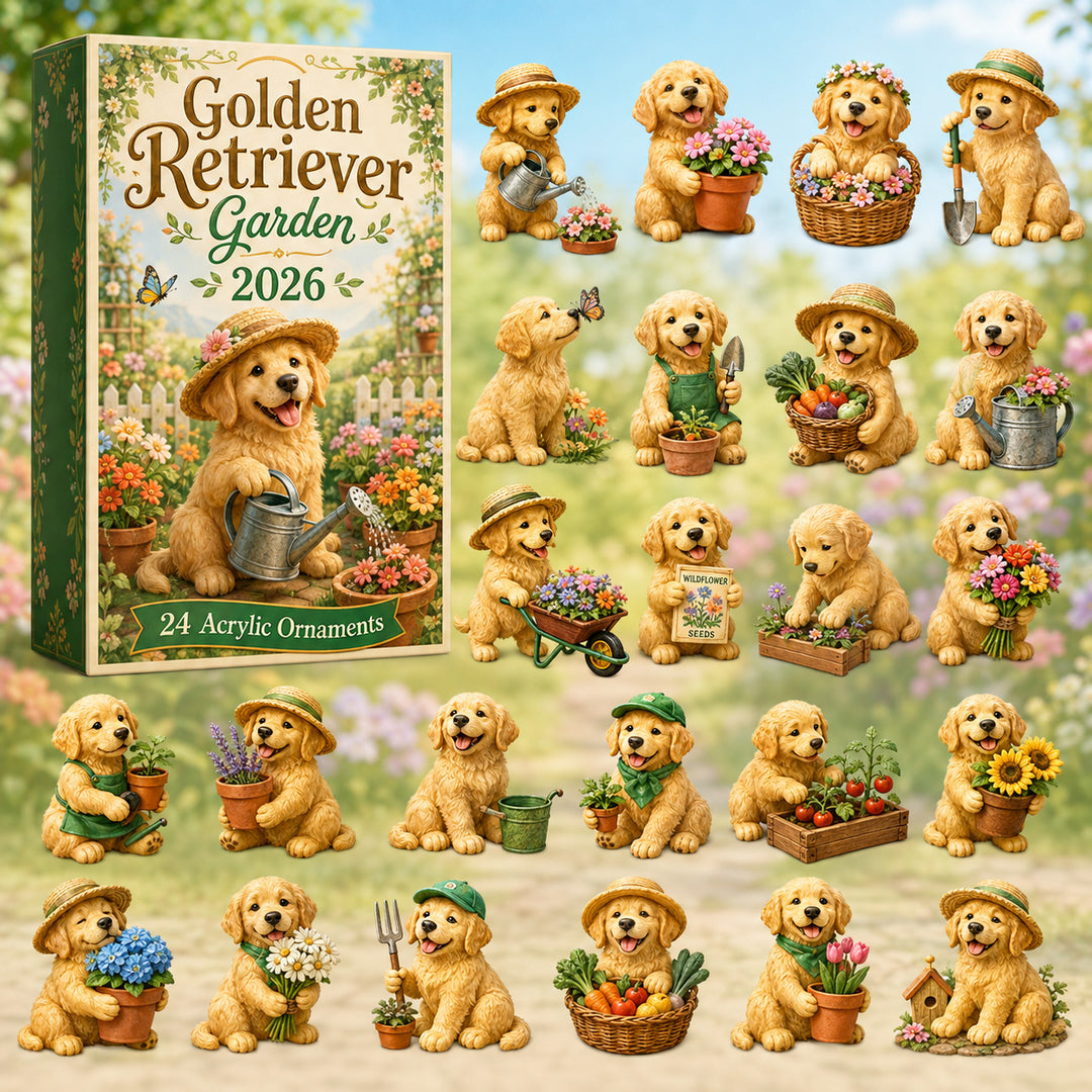 CHRISTMAS KICKOFF 40% OFF - Golden Retriever Garden Advent Calendar 2026 - 24-Day Festive Countdown, Acrylic Charms Blind Box - Gift For Golden Retriever Lovers AC0HT191
