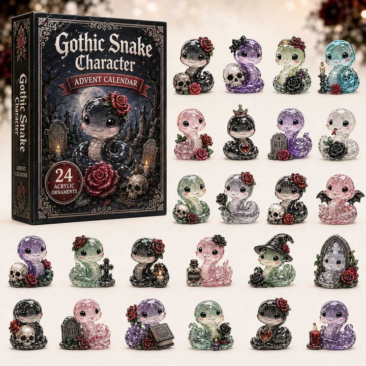 CHRISTMAS KICKOFF 40% OFF - Gothic Snake Advent Calendar 2026 - 24-Day Festive Countdown, Acrylic Charms Blind Box - Gift For Snake Lovers