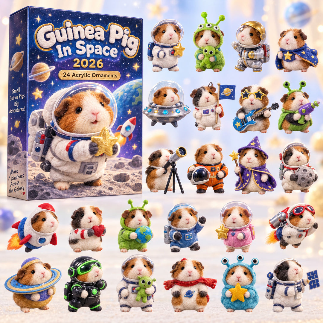 CHRISTMAS KICKOFF 40% OFF - Guinea Pig In Space Advent Calendar 2026 - 24-Day Festive Countdown, Acrylic Charms Blind Box - Gift For Guinea Pig Lovers AC0HT642