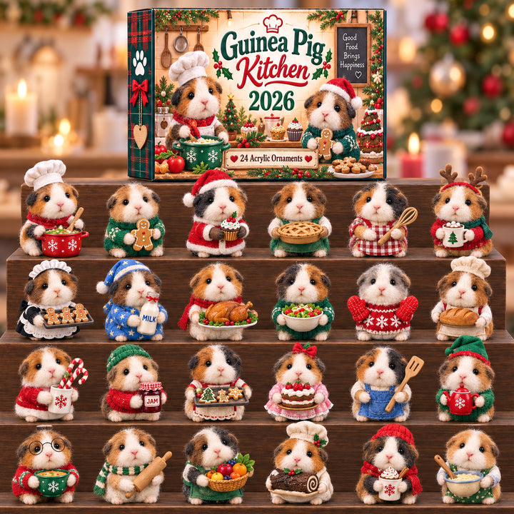 CHRISTMAS KICKOFF 40% OFF - Guinea Pig Kitchen Advent Calendar 2026 - 24-Day Festive Countdown, Acrylic Charms Blind Box - Gift For Guinea Pig Lovers AC0HT639