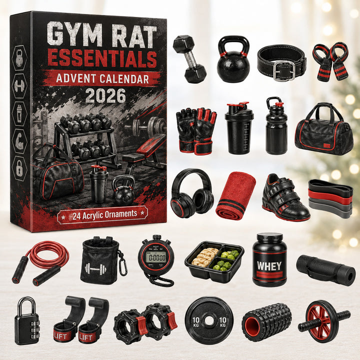 CHRISTMAS KICKOFF 40% OFF - Gym Rat Essentials Advent Calendar 2026 - 24-Day Festive Countdown, Acrylic Charms Blind Box - Gift For Gymers AC0HT529