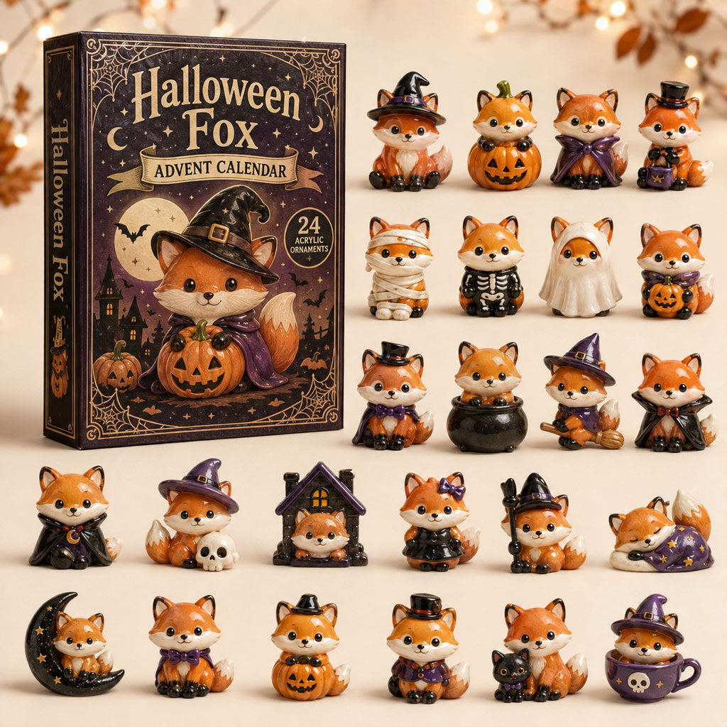 HALLOWEEN KICKOFF 40% OFF - Halloween Fox Advent Calendar 2026 - 24-Day Festive Countdown, Acrylic Charms Blind Box - Gift For Fox Lovers