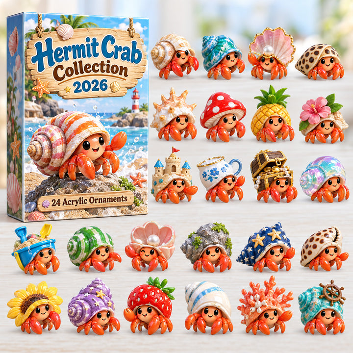 CHRISTMAS KICKOFF 40% OFF - Hermit Crab Collection Advent Calendar 2026 - 24-Day Festive Countdown, Acrylic Charms Blind Box - Gift For Aquarium Lovers AC0HT653