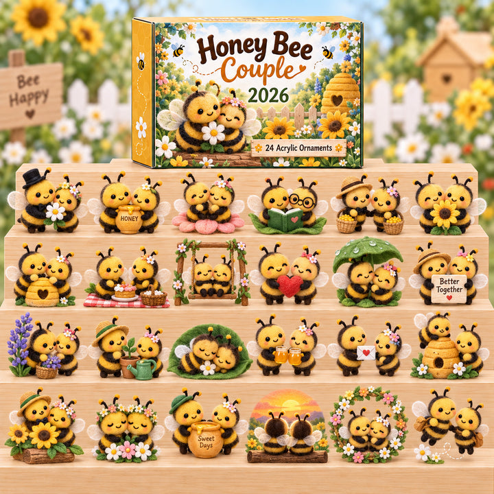 CHRISTMAS KICKOFF 40% OFF - Honey Bee Couple Advent Calendar 2026 - 24-Day Festive Countdown, Acrylic Charms Blind Box - Gift For Bee Lovers AC0HT637