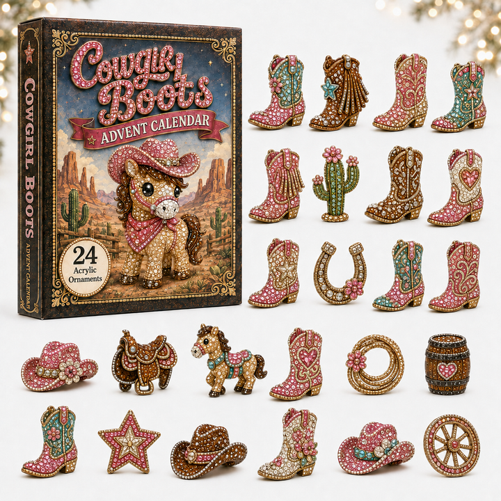 CHRISTMAS KICKOFF 40% OFF - Horse Boots Advent Calendar 2026 - 24-Day Festive Countdown, Acrylic Charms Blind Box - Gift For Horse Lovers