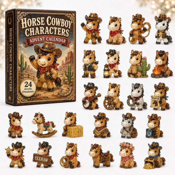 CHRISTMAS KICKOFF 40% OFF - Horse Cowboy Advent Calendar 2026 - 24-Day Festive Countdown, Acrylic Charms Blind Box - Gift For Horse Lovers