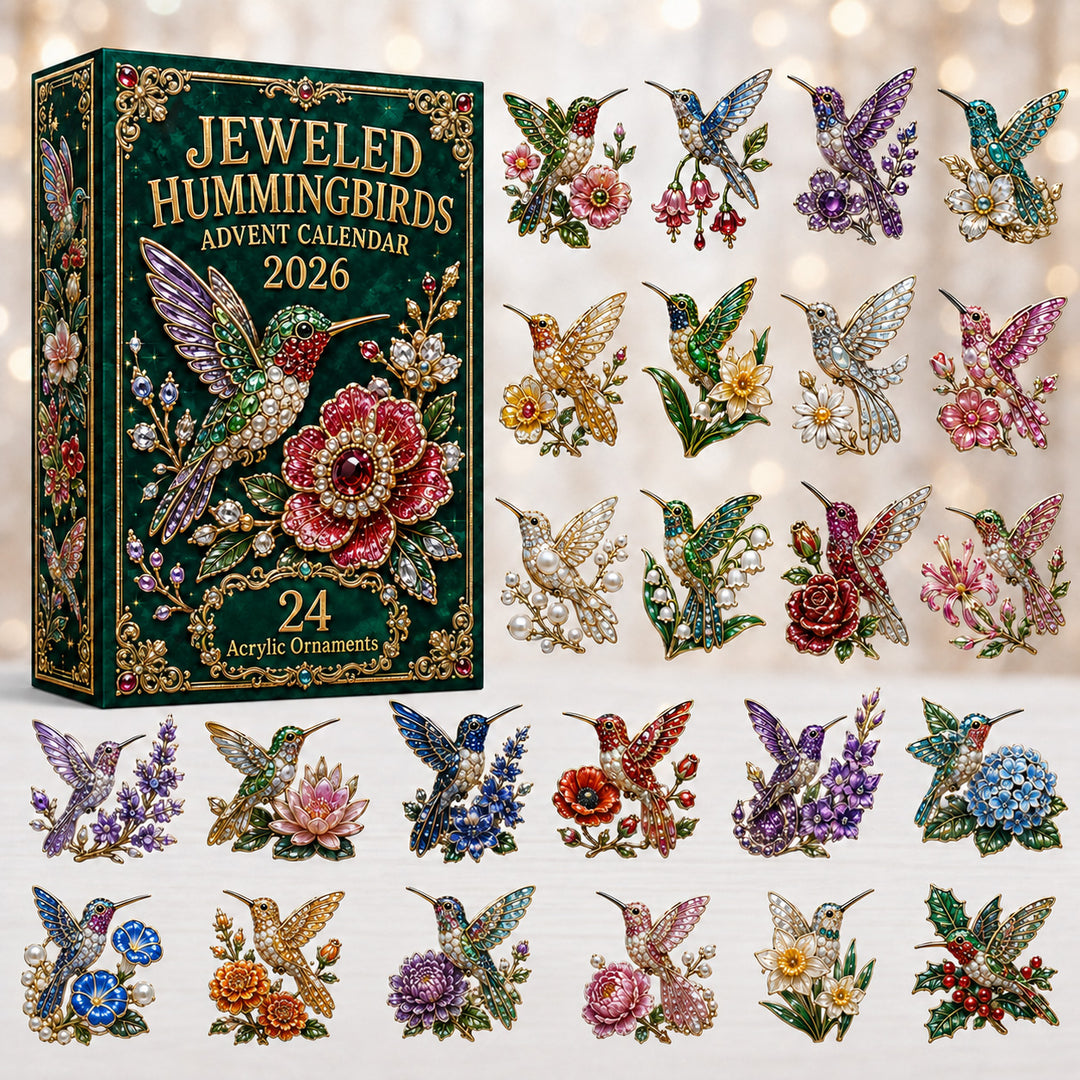 CHRISTMAS KICKOFF 40% OFF - Jeweled Hummingbirds Advent Calendar 2026 - 24-Day Festive Countdown, Acrylic Charms Blind Box - Gift For Hummingbird Lovers AC0HT441