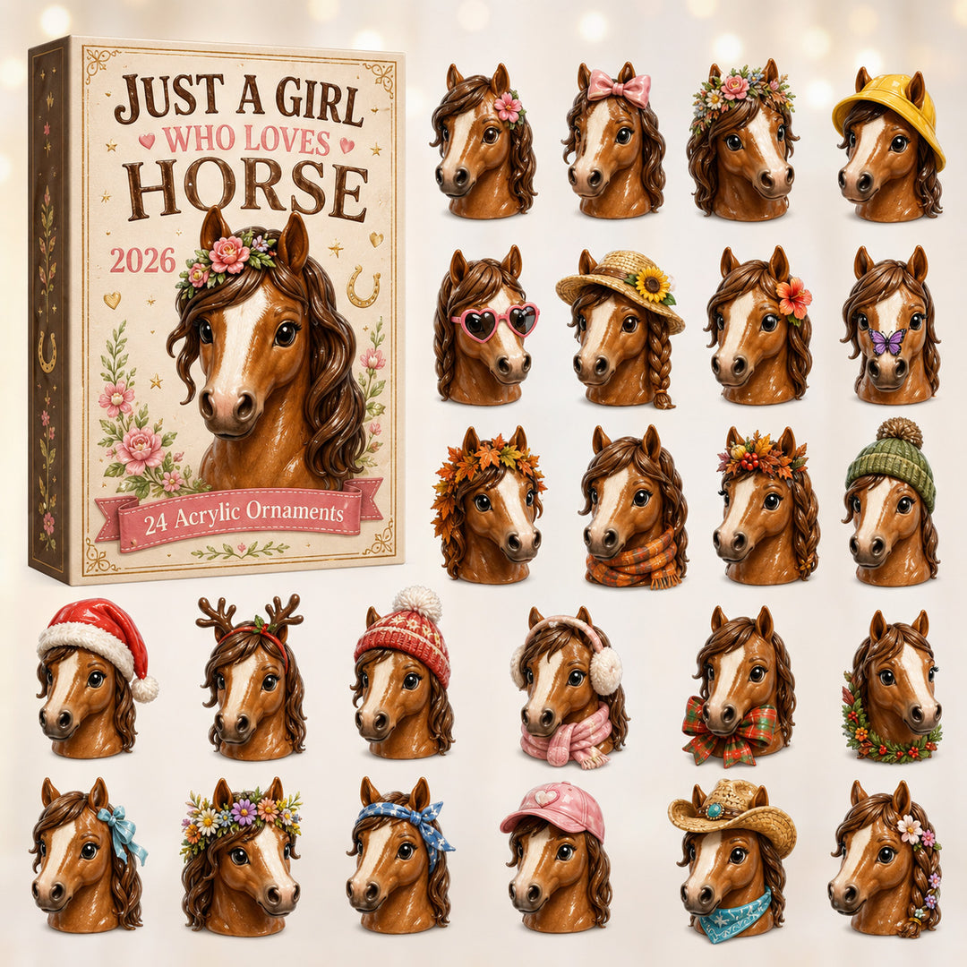 CHRISTMAS KICKOFF 40% OFF - Just A Girl Who Loves Horse Advent Calendar 2026 - 24-Day Festive Countdown, Acrylic Charms Blind Box - Gift For Horse Lovers AC0HT501