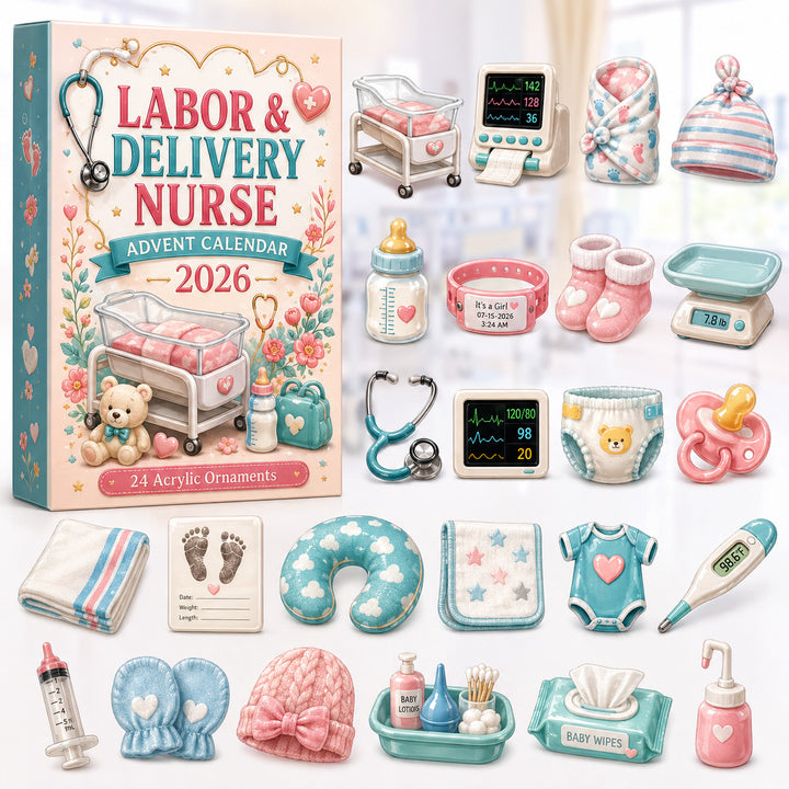 CHRISTMAS KICKOFF 40% OFF - Labor & Delivery Nurse Advent Calendar 2026 - 24-Day Festive Countdown, Acrylic Charms Blind Box - Gift For Nurses AC0HT324