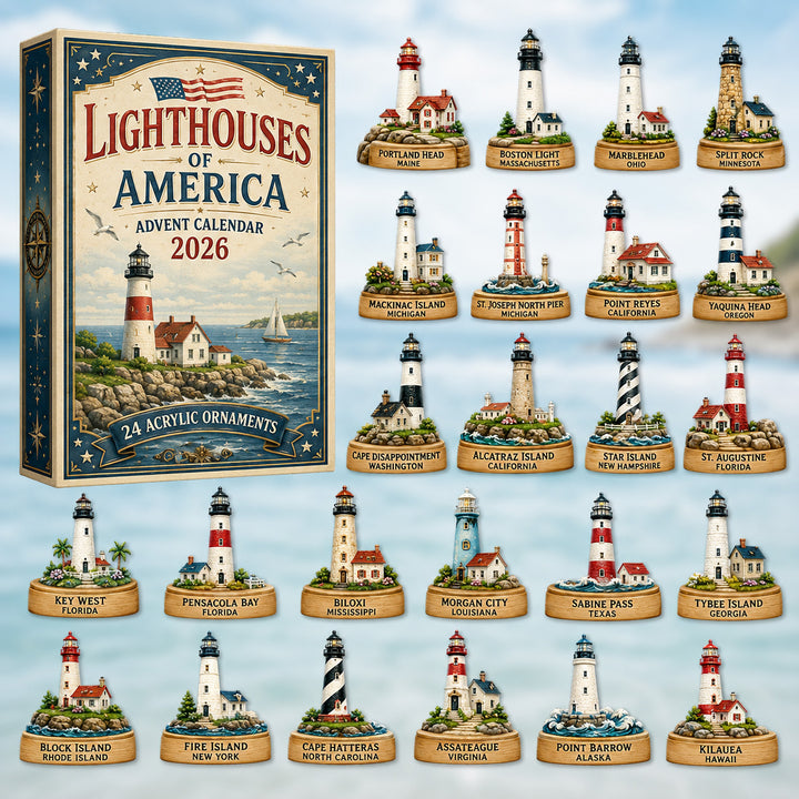 CHRISTMAS KICKOFF 40% OFF - Lighthouses of America Advent Calendar 2026 - 24-Day Festive Countdown, Acrylic Charms Blind Box - Gift For Ocean Lovers, Family & Friends AC0HT233