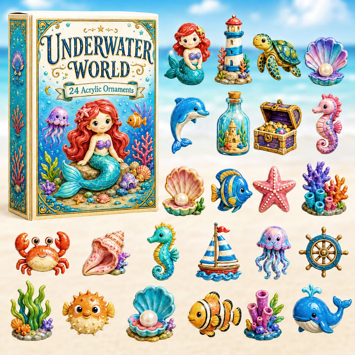 CHRISTMAS KICKOFF 40% OFF - Little Underwater World Advent Calendar 2026 - 24-Day Festive Countdown, Acrylic Charms Blind Box - Gift For Ocean Lovers