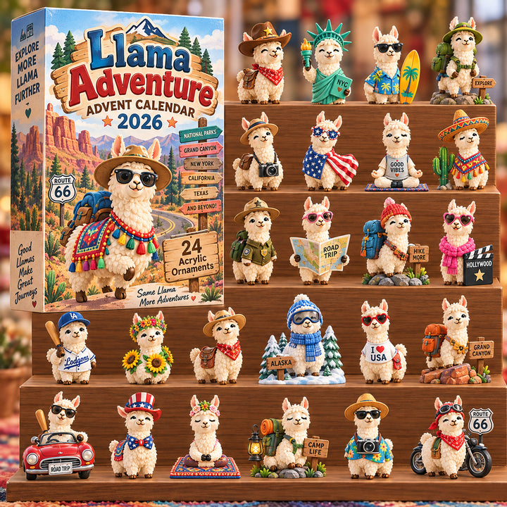 CHRISTMAS KICKOFF 40% OFF - Llama Adventure Advent Calendar 2026 - 24-Day Festive Countdown, Acrylic Charms Blind Box - Gift For Llama Lovers AC0HT663