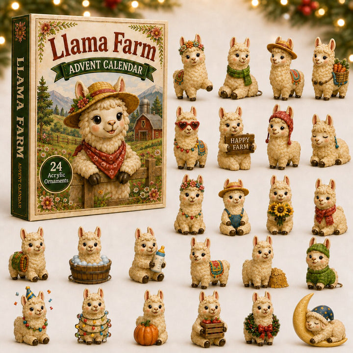 CHRISTMAS KICKOFF 40% OFF - Llama Farm Advent Calendar 2026 - 24-Day Festive Countdown, Acrylic Charms Blind Box - Gift For Farmer