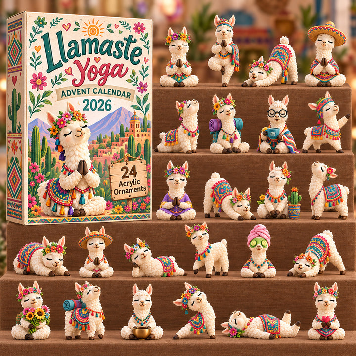 CHRISTMAS KICKOFF 40% OFF - Llamaste Yoga Advent Calendar 2026 - 24-Day Festive Countdown, Acrylic Charms Blind Box - Gift For Llama Lovers AC0HT665