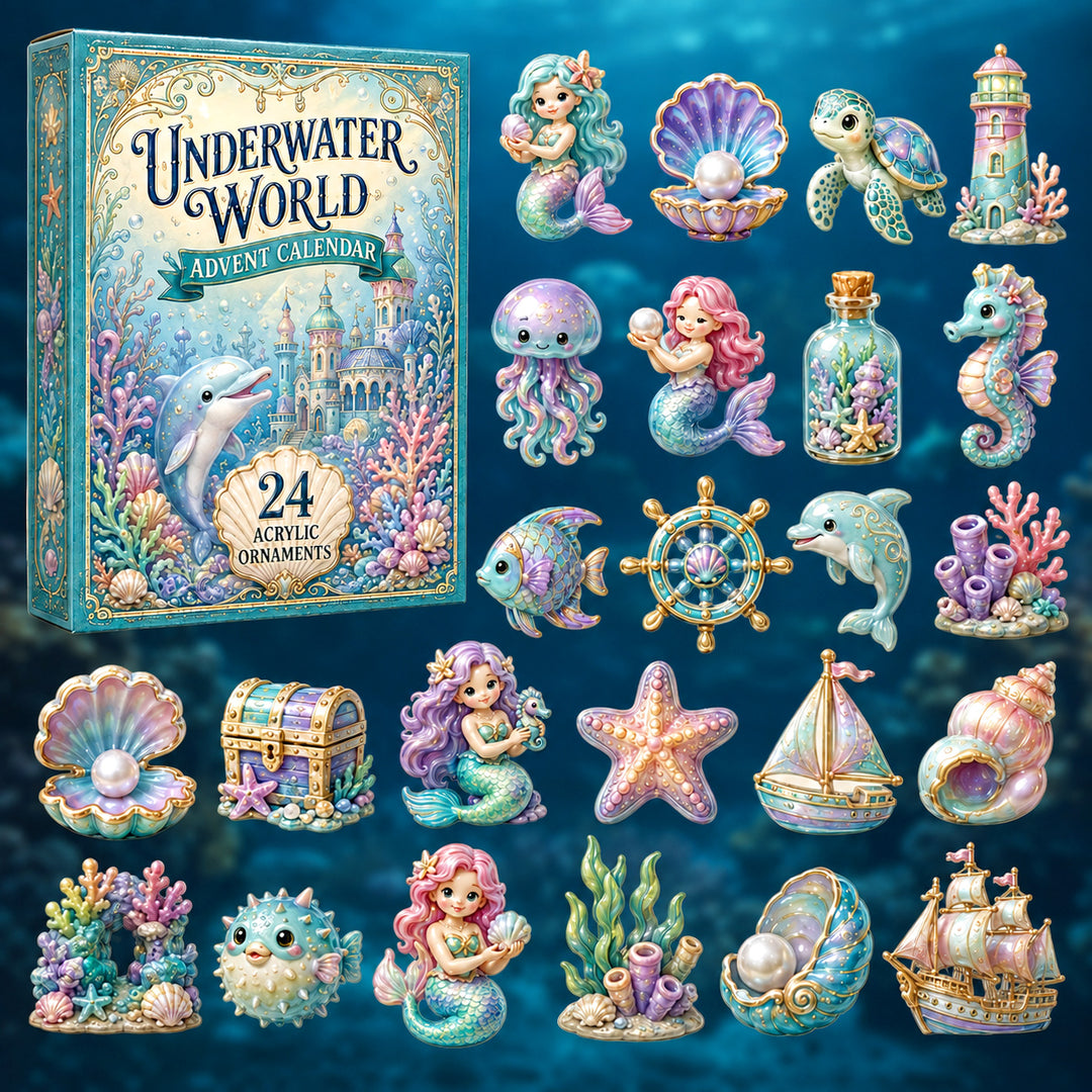 CHRISTMAS KICKOFF 40% OFF - Magical Underwater World Advent Calendar 2026 - 24-Day Festive Countdown, Acrylic Charms Blind Box - Gift For Ocean Lovers
