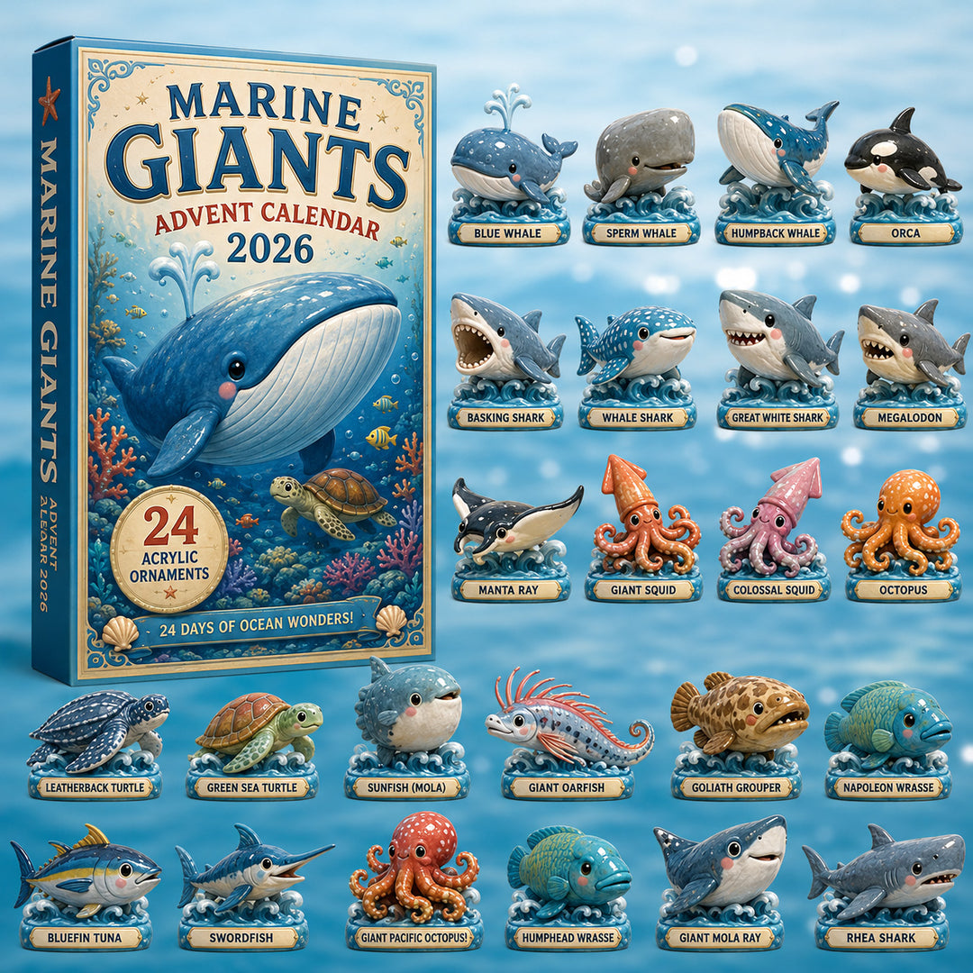 CHRISTMAS KICKOFF 40% OFF - Marine Giants Advent Calendar 2026 - 24-Day Festive Countdown, Acrylic Charms Blind Box - Gift For Ocean Lovers, Family & Friends AC0HT239