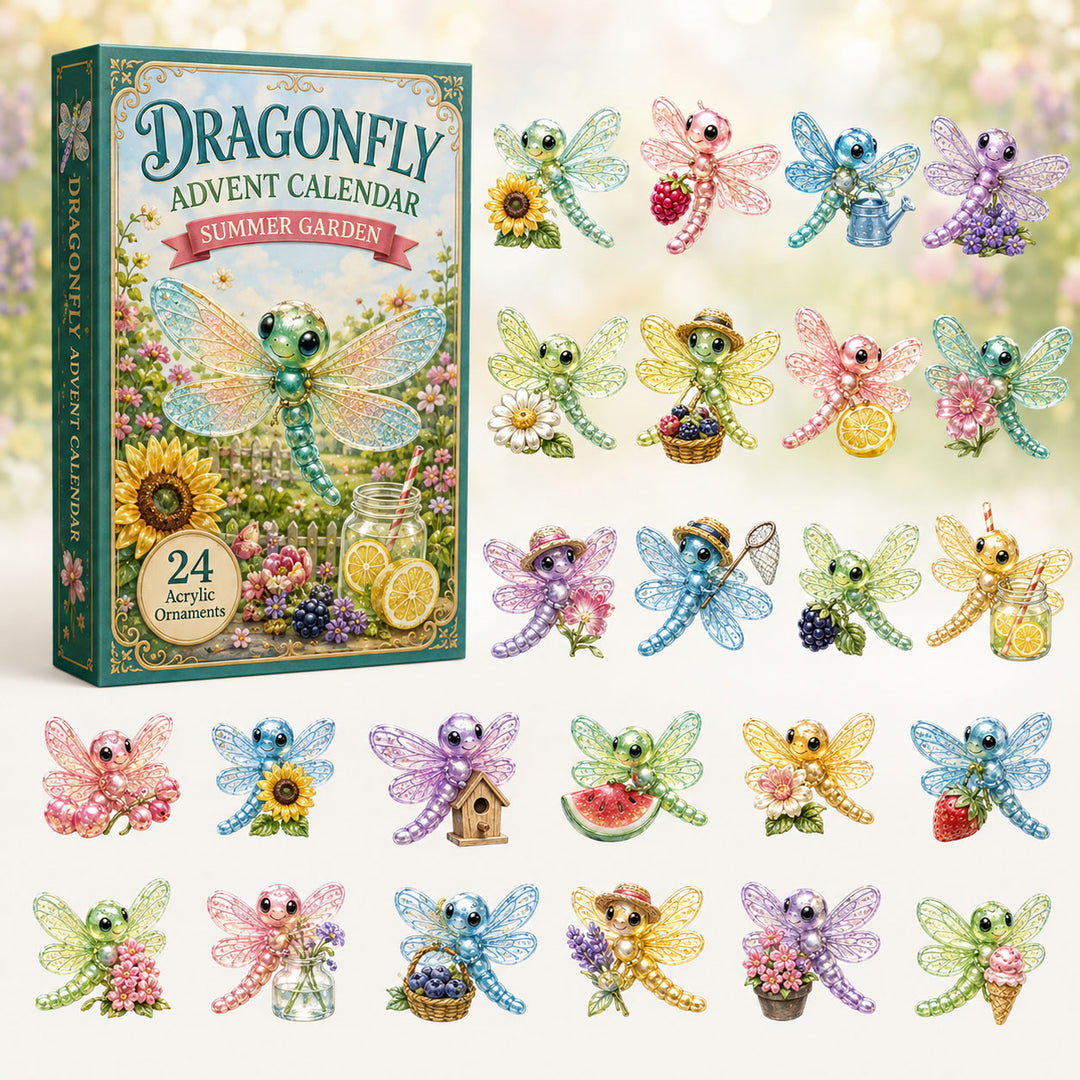 CHRISTMAS KICKOFF 40% OFF - Meadow Dragonfly Advent Calendar 2026 - 24-Day Festive Countdown, Acrylic Charms Blind Box - Gift For Dragonfly Lovers