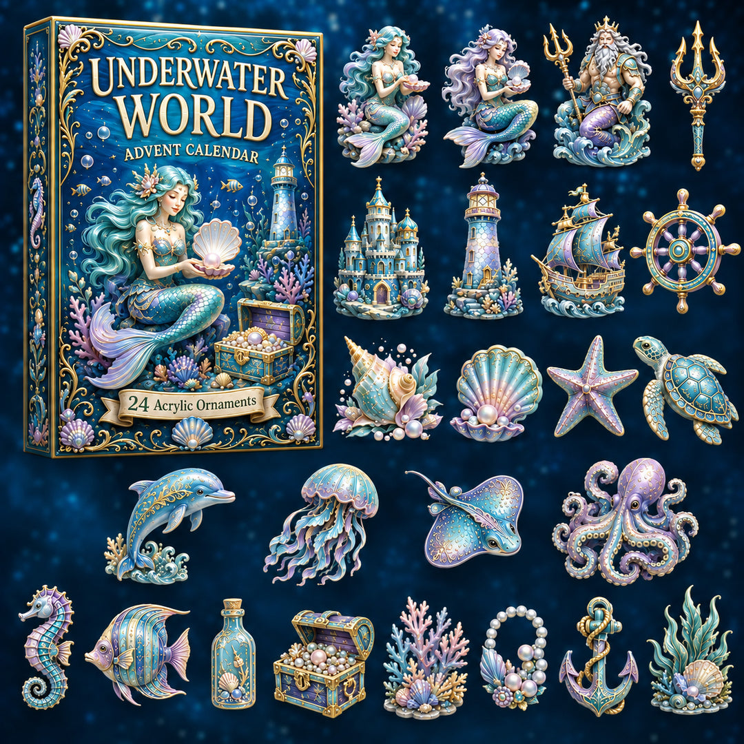 CHRISTMAS KICKOFF 40% OFF - Mystic Underwater World Advent Calendar 2026 - 24-Day Festive Countdown, Acrylic Charms Blind Box - Gift For Ocean Lovers