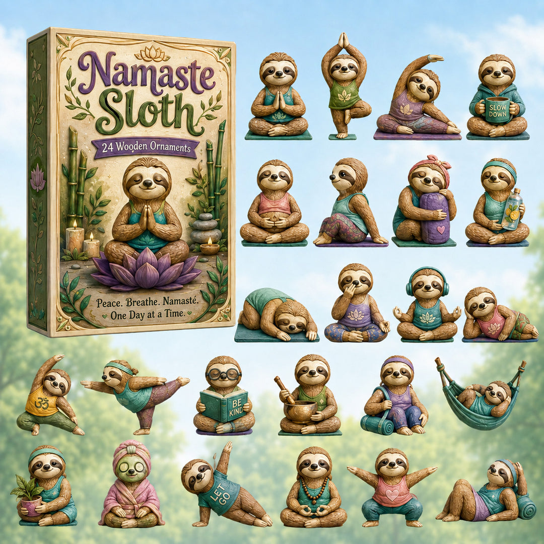 CHRISTMAS KICKOFF 40% OFF - Namaste Sloth Advent Calendar 2026 - 24-Day Festive Countdown, Wooden Charms Blind Box - Gift For Sloth Lovers AC0HT394