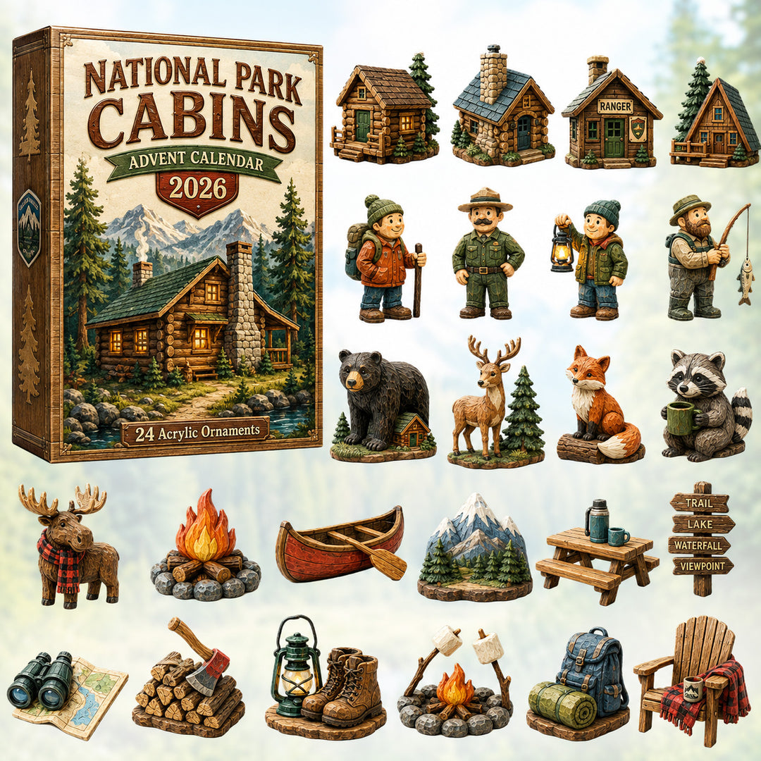 CHRISTMAS KICKOFF 40% OFF - National Park Cabins Advent Calendar 2026 - 24-Day Festive Countdown, Acrylic Charms Blind Box - Gift For Family & Friends AC0HT296