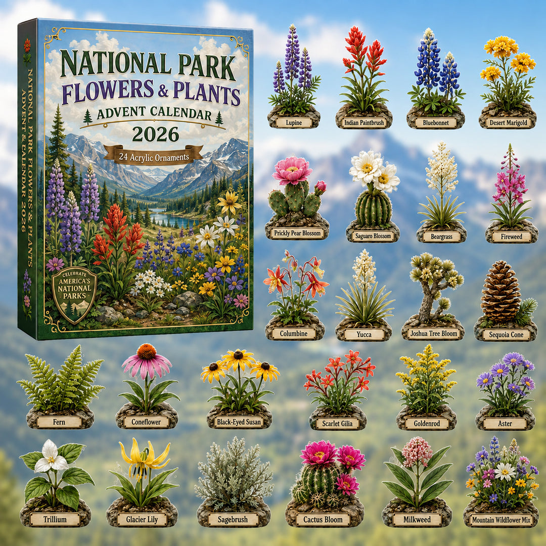 CHRISTMAS KICKOFF 40% OFF - National Park Flowers & Plants Advent Calendar 2026 - 24-Day Festive Countdown, Acrylic Charms Blind Box - Gift For Family & Friends AC0HT297