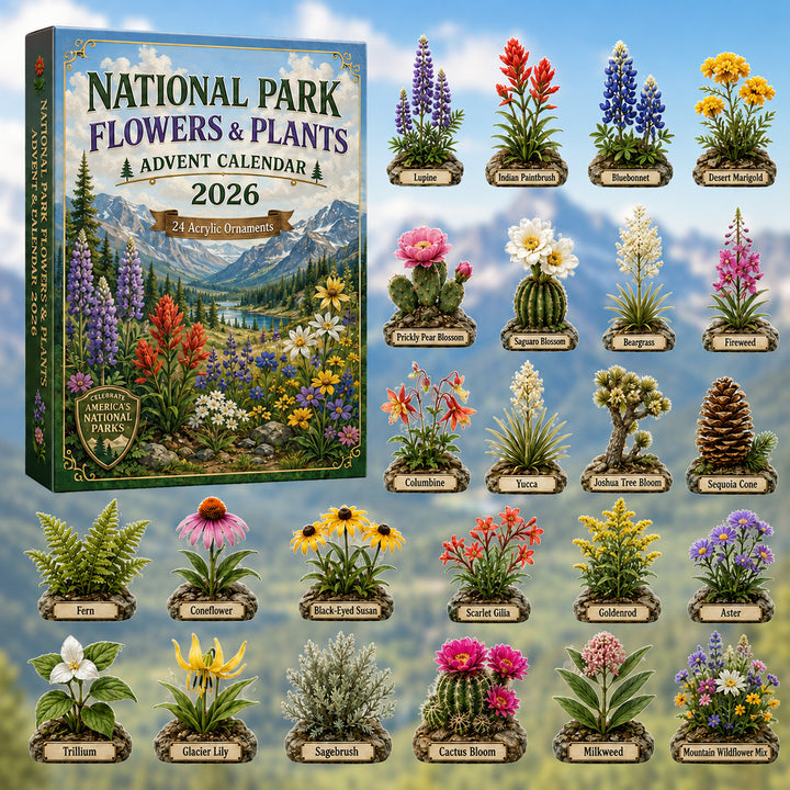 CHRISTMAS KICKOFF 40% OFF - National Park Flowers & Plants Advent Calendar 2026 - 24-Day Festive Countdown, Acrylic Charms Blind Box - Gift For Family & Friends AC0HT297