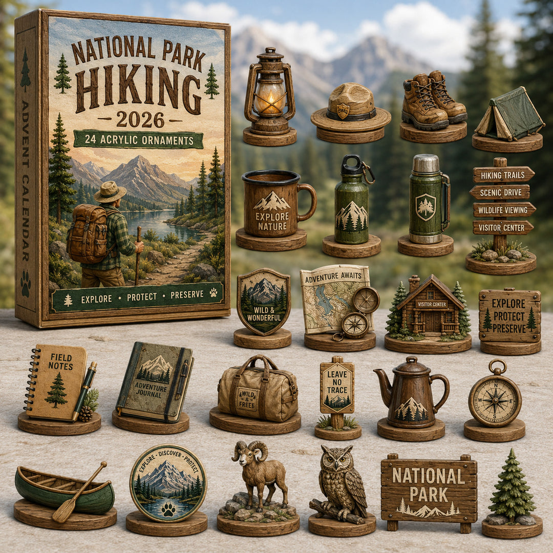 CHRISTMAS KICKOFF 40% OFF - National Park Hiking Advent Calendar 2026 - 24-Day Festive Countdown, Acrylic Charms Blind Box - Gift For Family & Friends