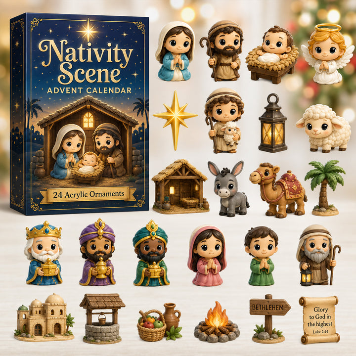 CHRISTMAS KICKOFF 40% OFF - Nativity Scene Advent Calendar 2026 - 24-Day Festive Countdown, Acrylic Charms Blind Box - Gift For Family & Friends AC0HT206