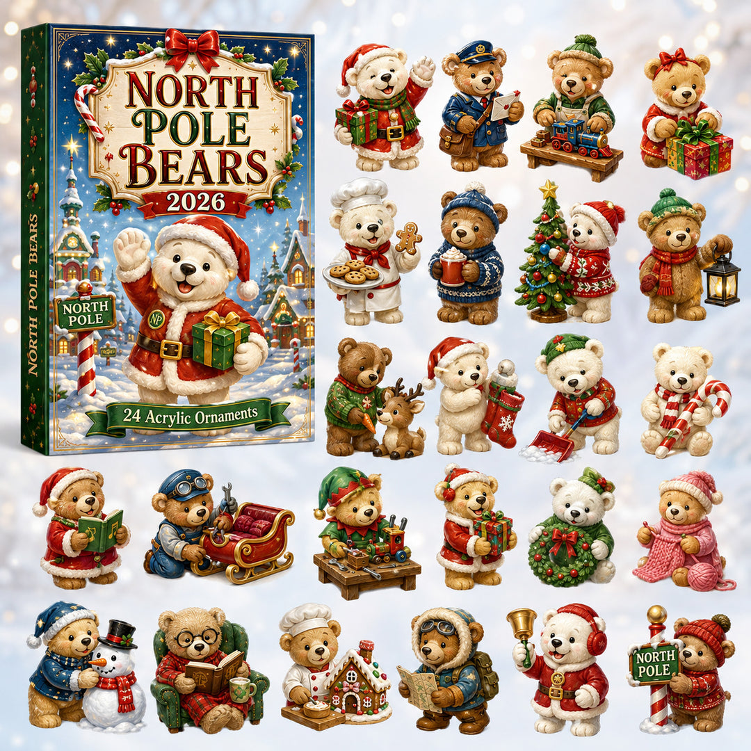 CHRISTMAS KICKOFF 40% OFF - North Pole Bears Advent Calendar 2026 - 24-Day Festive Countdown, Acrylic Charms Blind Box - Gift For Kids, Family & Friends AC0HT374
