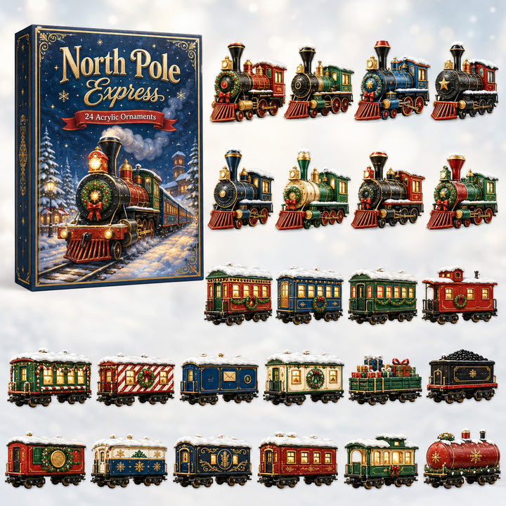 CHRISTMAS KICKOFF 40% OFF - North Pole Express Advent Calendar 2026 - 24-Day Festive Countdown, Acrylic Charms Blind Box - Gift For Kids, Family & Friends